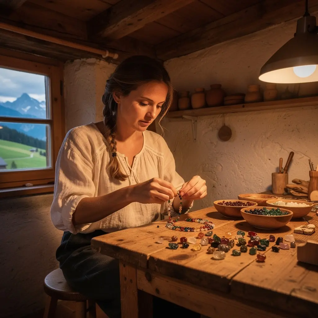 Ein Teilnehmer arbeitet an einem Schmuckstück aus Metall.