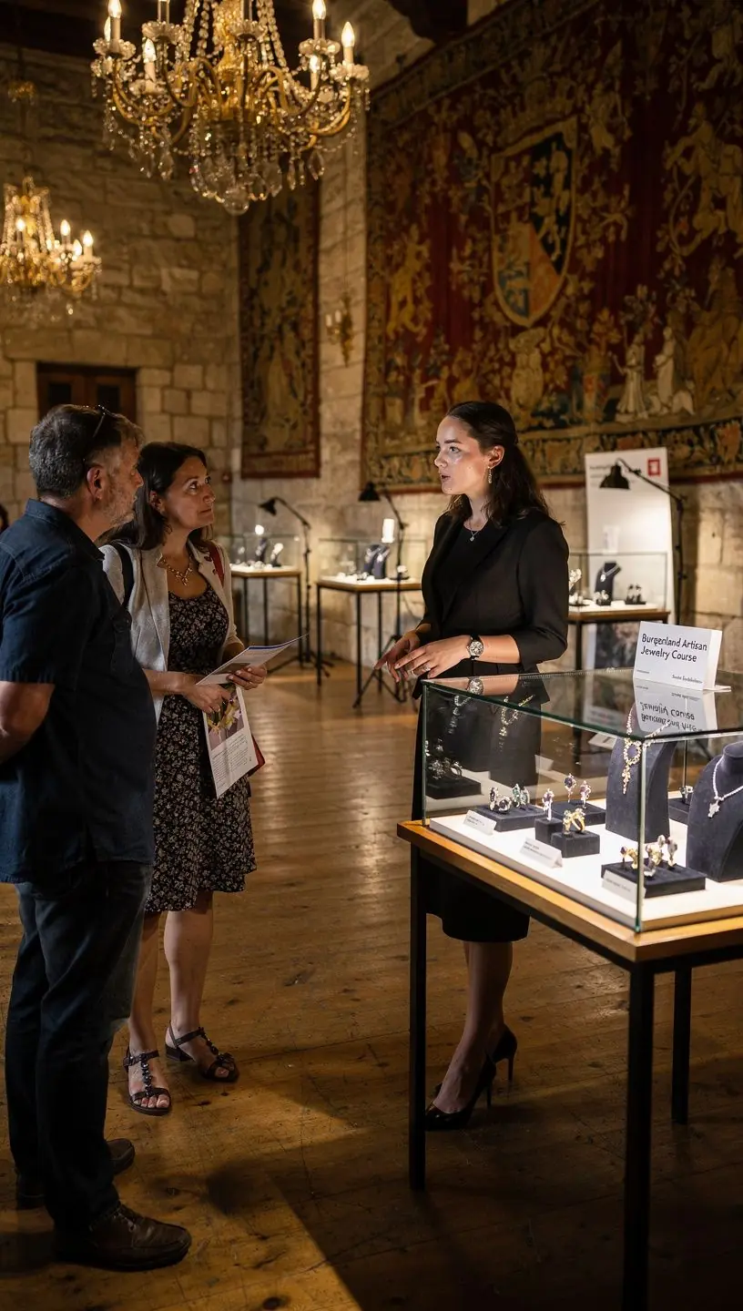 Nahaufnahme von verschiedenen Schmuckmaterialien, darunter Edelsteine, Perlen und Werkzeuge für die Schmuckherstellung.